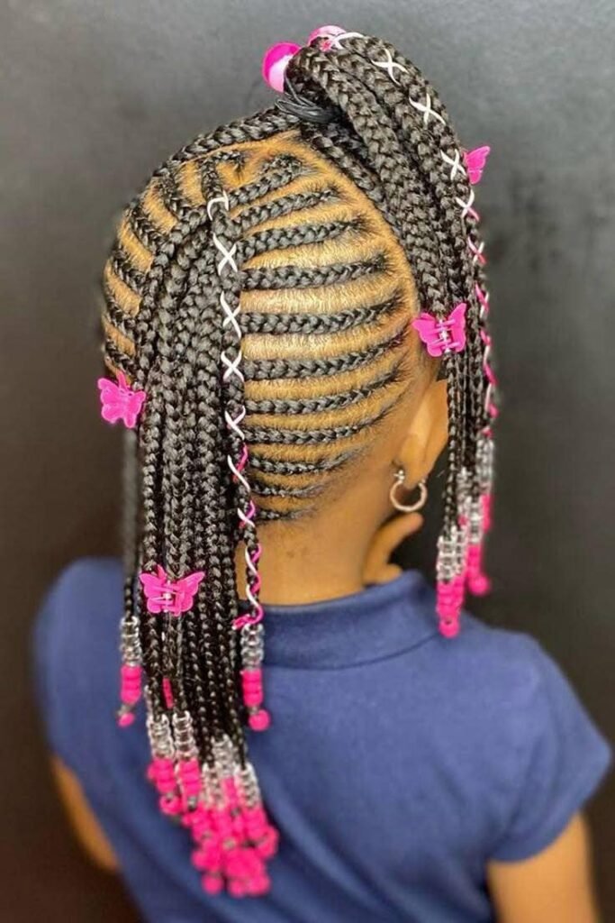 Heart design braids for kids