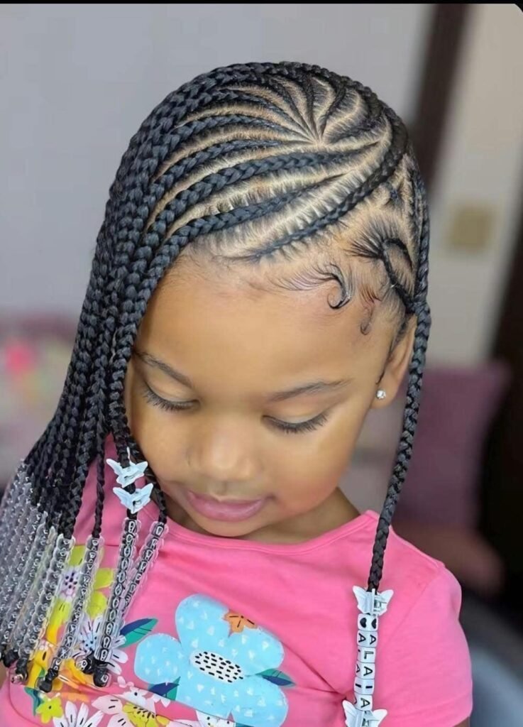 Heart design braids for kids
