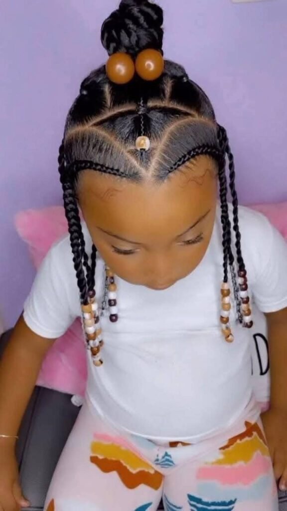 Heart design braids for kids