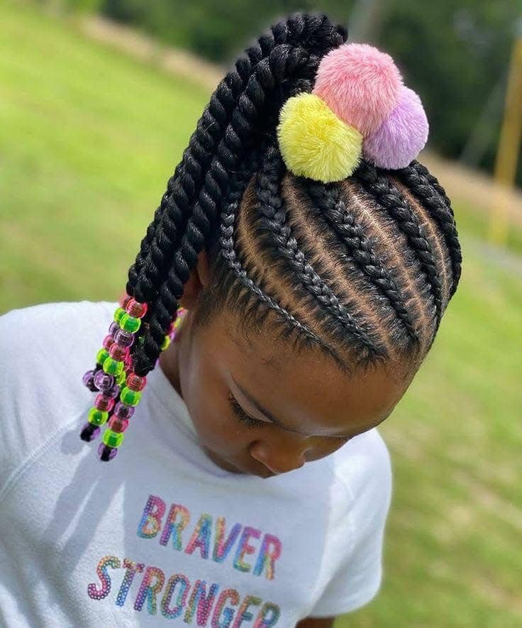 Heart design braids for kids